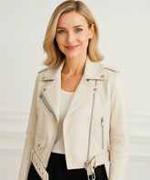 Jaqueta de Couro Feminina Motoqueiro Premium | Candyi